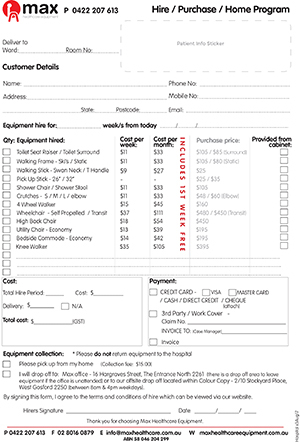 Equipment Request Forms | Max Healthcare Equipment